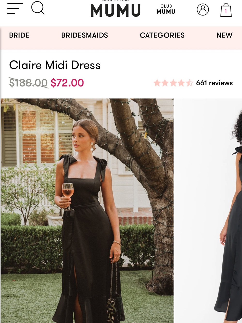 NWT Show Me Your MuMu Black Claire MIDI Dress